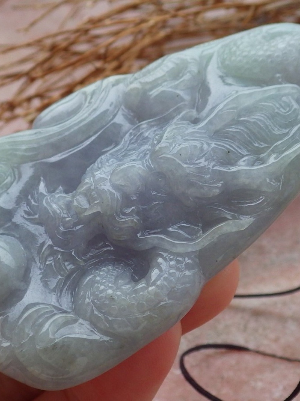 Certified Hand Carved Natural Burma Grade A Jade jadeite Dragon Pendant Necklace - Picture 4 of 8